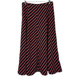 Tommy Hilfiger Skirt Women Size 2 Red Blue Stripe A-Line Midi Preppy Coastal